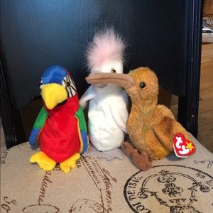 Lot of 3 original Ty Beanie Babies Birds MINT